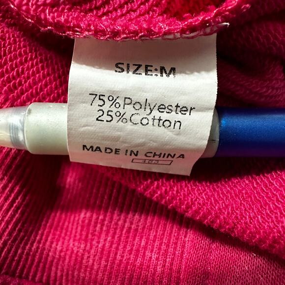 Pink XOXO Heart Womens Graphic Sweatshirt Round Neck Raw Hems Valentines Day - Picture 7 of 8